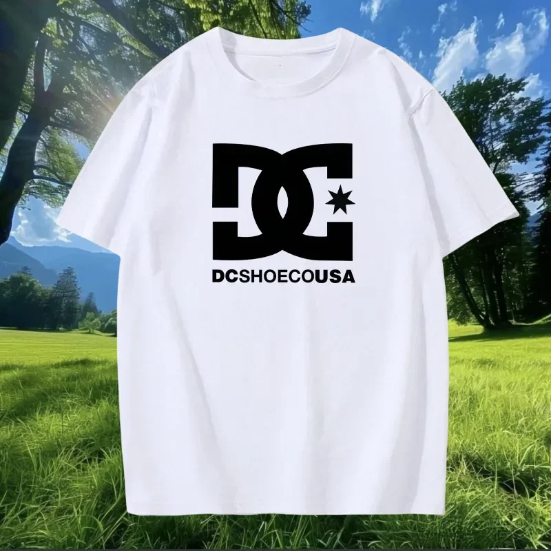 

New summer men and women loose fashion brand printed motorcycle leisure cotton comfortable European short sleeves