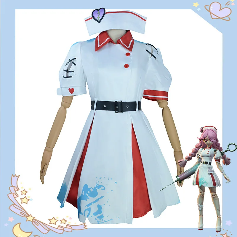 Broken Stitches Nurse Halloween Costume – Gothic Patchwork Top & Split Skirt Set with Heart Badge Hat Belt