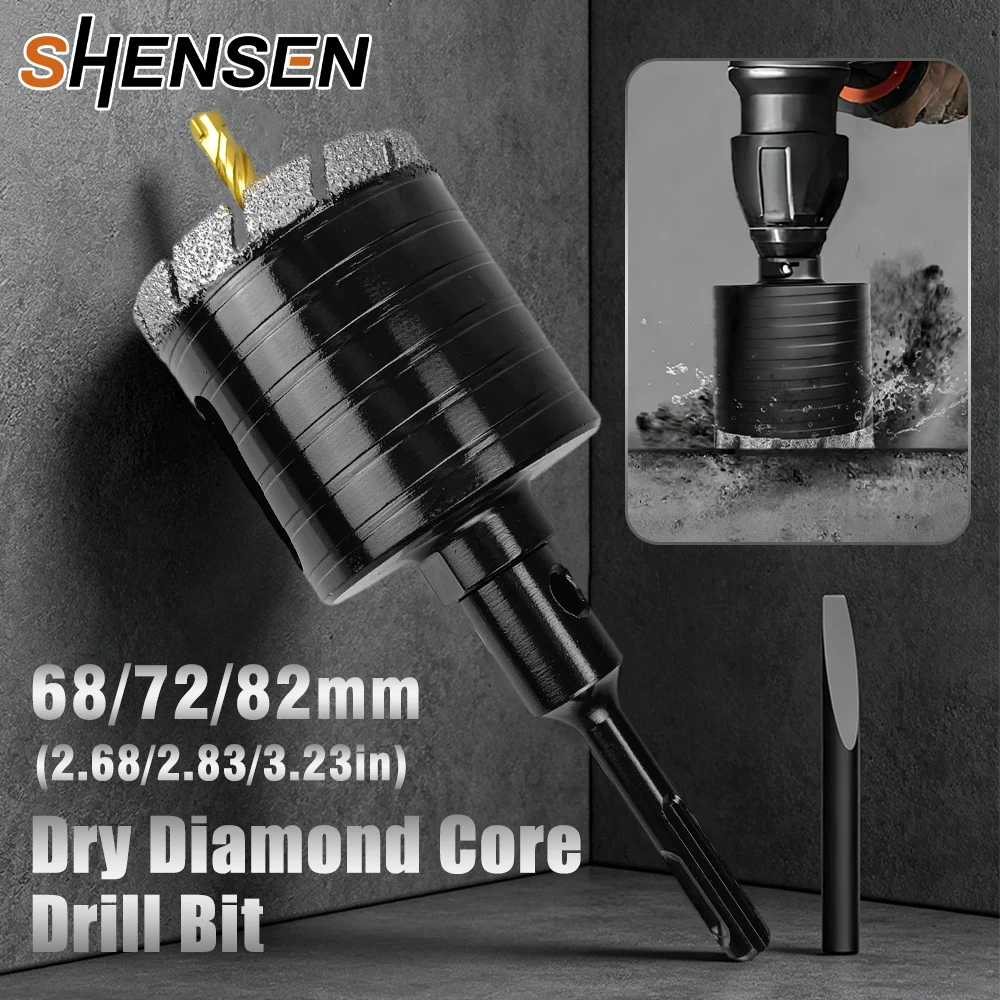 68/72/82mm Brazed Diamond Drill Bit M16 Thread SDS Plus Shank Dry Drill for Brick Concrete Stone