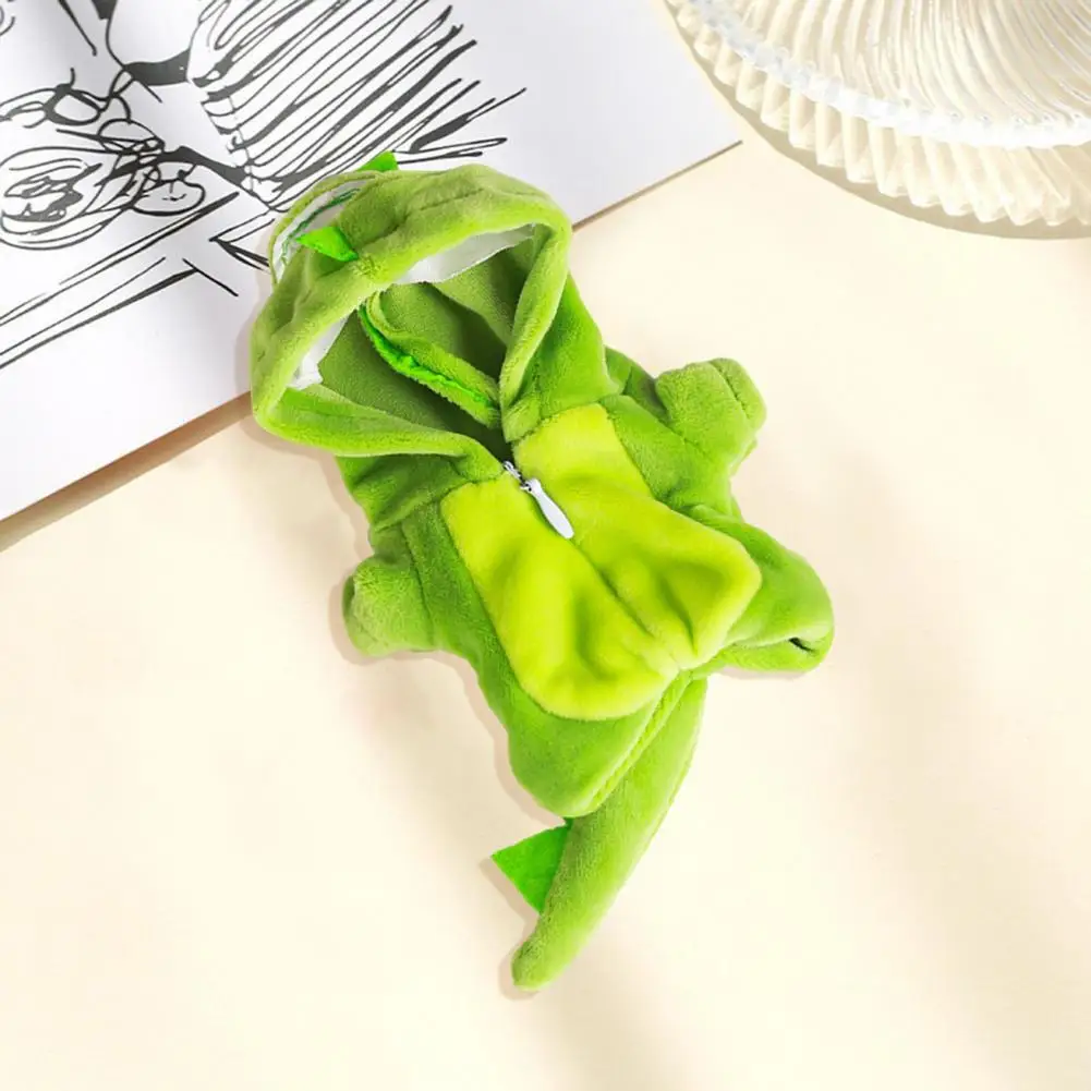 Waschbares Puppenkostüm, Dinosaurier-Kapuzenoverall für 17 cm große Puppen, mehrfarbiges Plüsch-Hauskleidungsset, süßes Cartoon-Puppen-Outfit zum Spielen