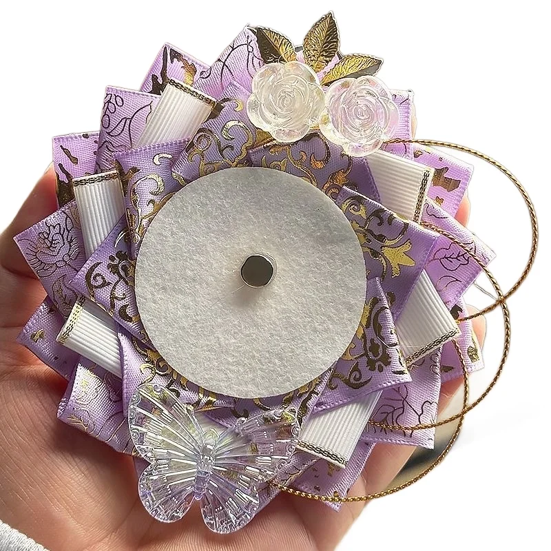 1 Stück Rosetten-Abzeichenhalter, klarer Kristall-Schmetterlings-Rosen-Schleifen-Ornament, DIY Y2K Itabag Pin Display Brosche Accessoire für Anime-Fans – Detail 8