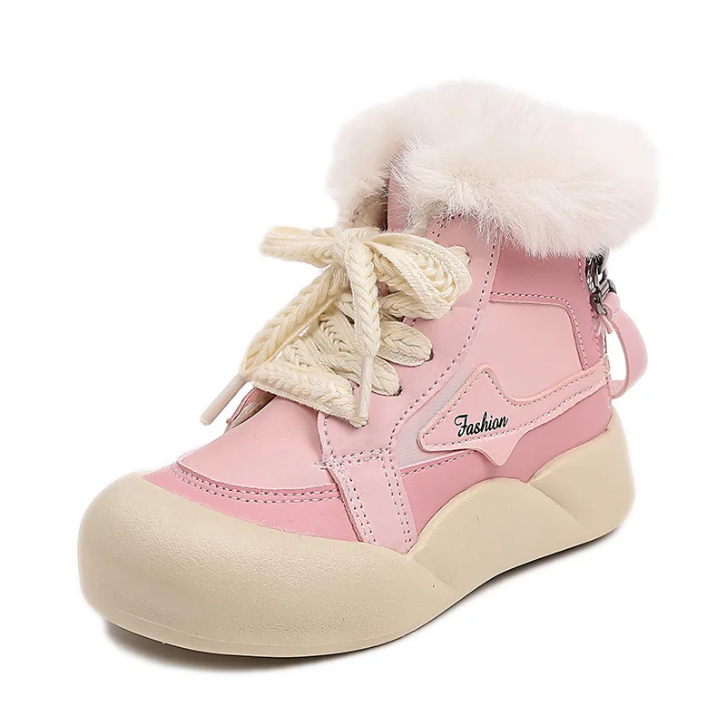 

2026 Winter Girls' Snow Boots, Fleece-Lined Thick Warm & Non-Slip Plush Booties for Baby Toddlers, Cute Winter Cotton Shoes