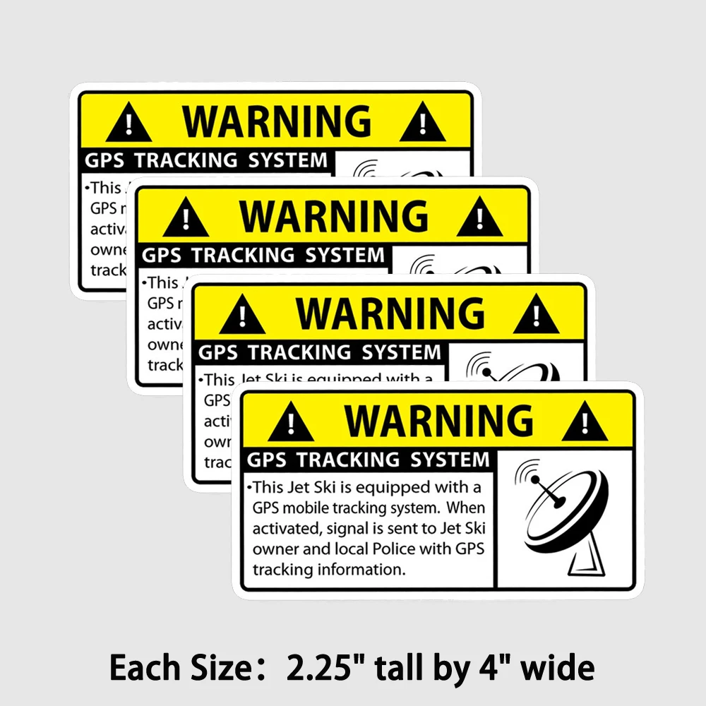 4X GPS Anti Theft Jet Ski Security System Warning Alarm Safety Sticker Vinyl Decal