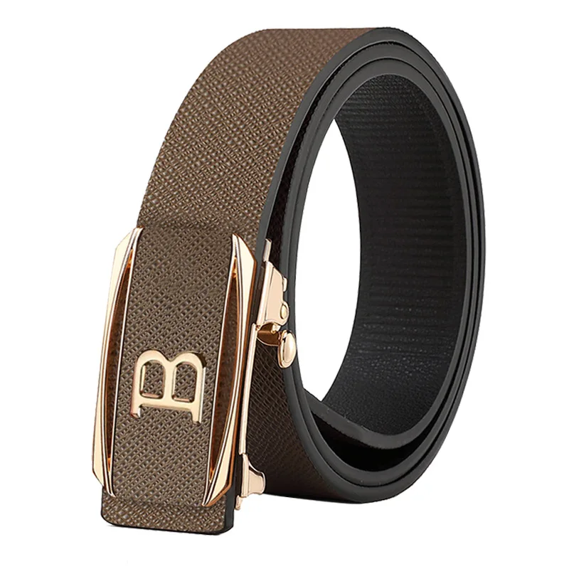 

Мужской высококачественный ремень из натуральной кожи — стильный и уникальный ремень, минималистичный дизайнерский повседневный ремень с автоматической пряжкой без зубьев