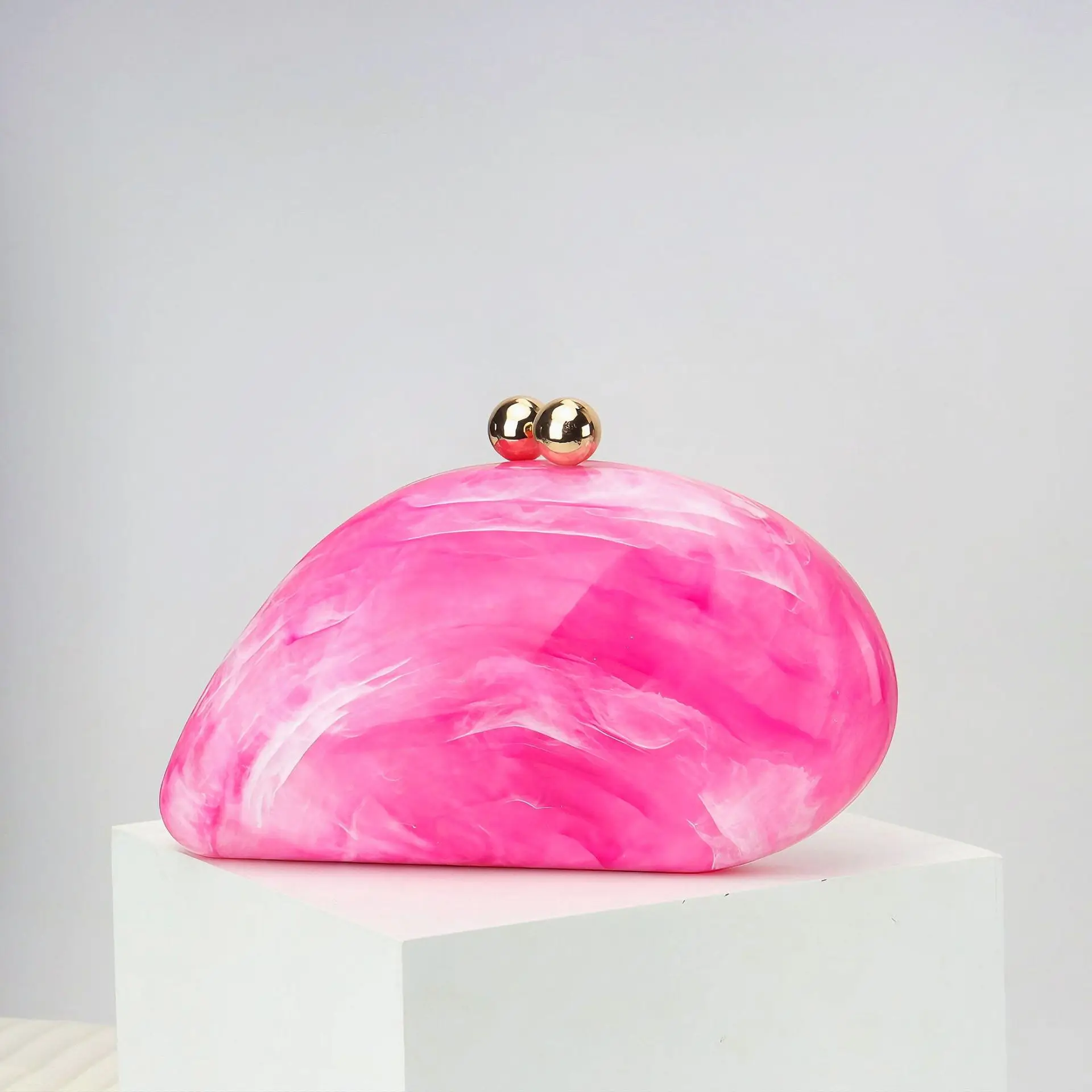 2025 Designer Pink Acrylic Box Clutch Purse, Elegant Women Evening Handbag, Wedding Party Prom Bridal Gift Bag