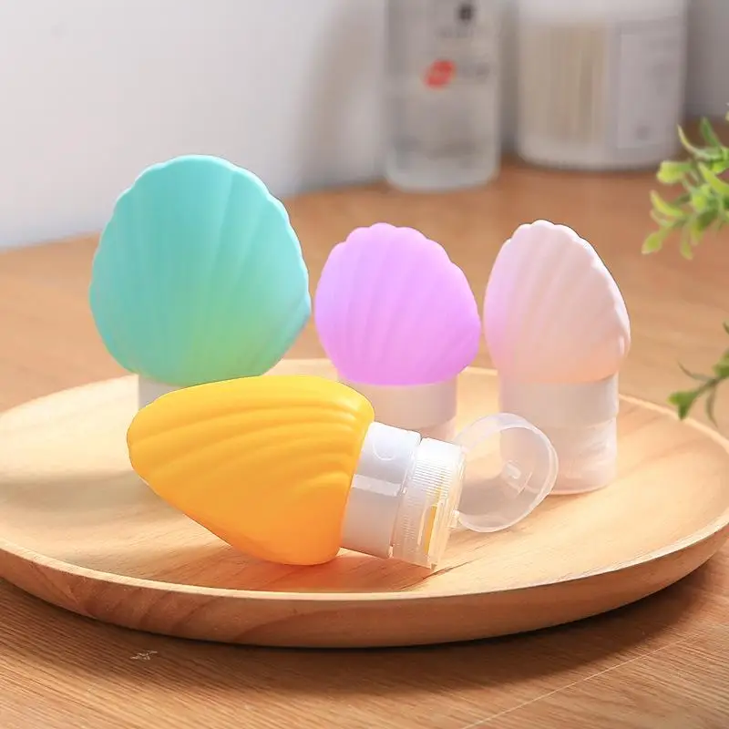 40ml/90ml Portable Dispensing Bottles Shell Silicone Travel Refill Bottle Shampoo Shower Gel Cosmetic Squeeze Containers Tools