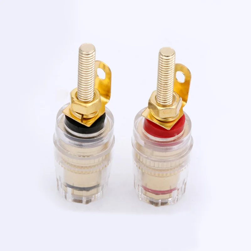 4PCS 4MM Binding Post HIFI Cable Terminals Gold Plated, Red+Black Color Binding Post Amplifier Speaker Connector,R Connector