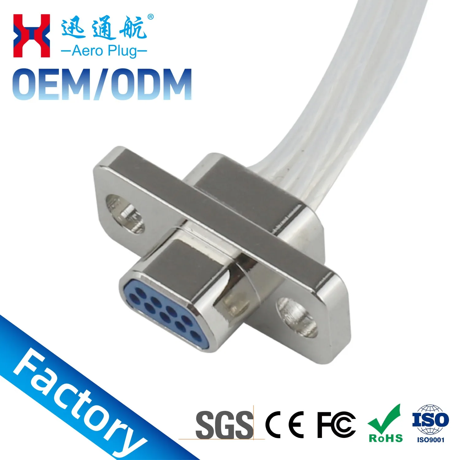J30J-9TJL Micro Rectangular Connector 9 Pin Male Crimp High Reliability Aviation Signal Plug for Aerospace Industrial Grade