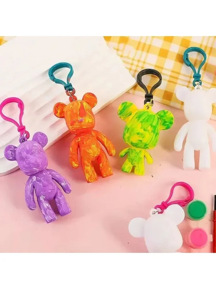 Porte-clés Ours Blanc 8 cm, DIY Fait Main, Gloomy Bear POPOBE, Moule Blanc Vierge en Vinyle pour Jouets Enfant Medicom, Jouets Décoratifs Mignons