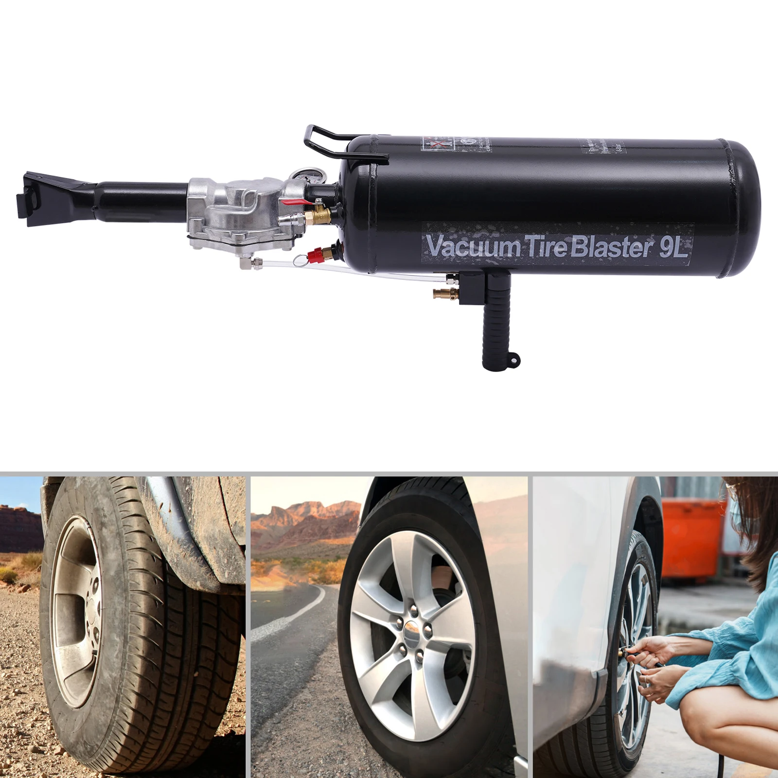 

8L Tire Inflator Air Compressor Pump 145PSI Portable for Car Motorcycle Electric Vehicle, Quick Inflation Tool with Gauge