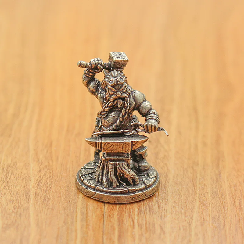 Solide Weiß Kupfer Zwerg Krieger Action-figuren Modell Brettspiel Stück Desktop Auto Innen Miniatur Ornament Zubehör Spielzeug