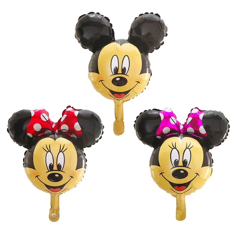 10Pcs Mini Mickey Minnie Head Foil Balloons 36*30cm Cute Baby Shower Air Globos Children's Day Party Decoration Kids Toys Gifts