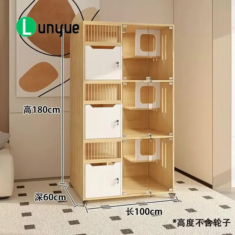 Solid Wood Cat Villa 3 Tier Cage Nest House for Pet Store Breeding Foster Delivery Room Display Cabinet Durable Furniture