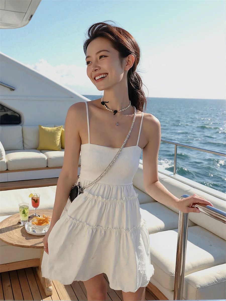 女性用ドレス 女性用 ショートブラックドレス ノースリーブ ボヘミアン プレッピー 韓国風 ヨーロッパ系 アメリカ系 中国風 エスニック エキゾチック ハイ