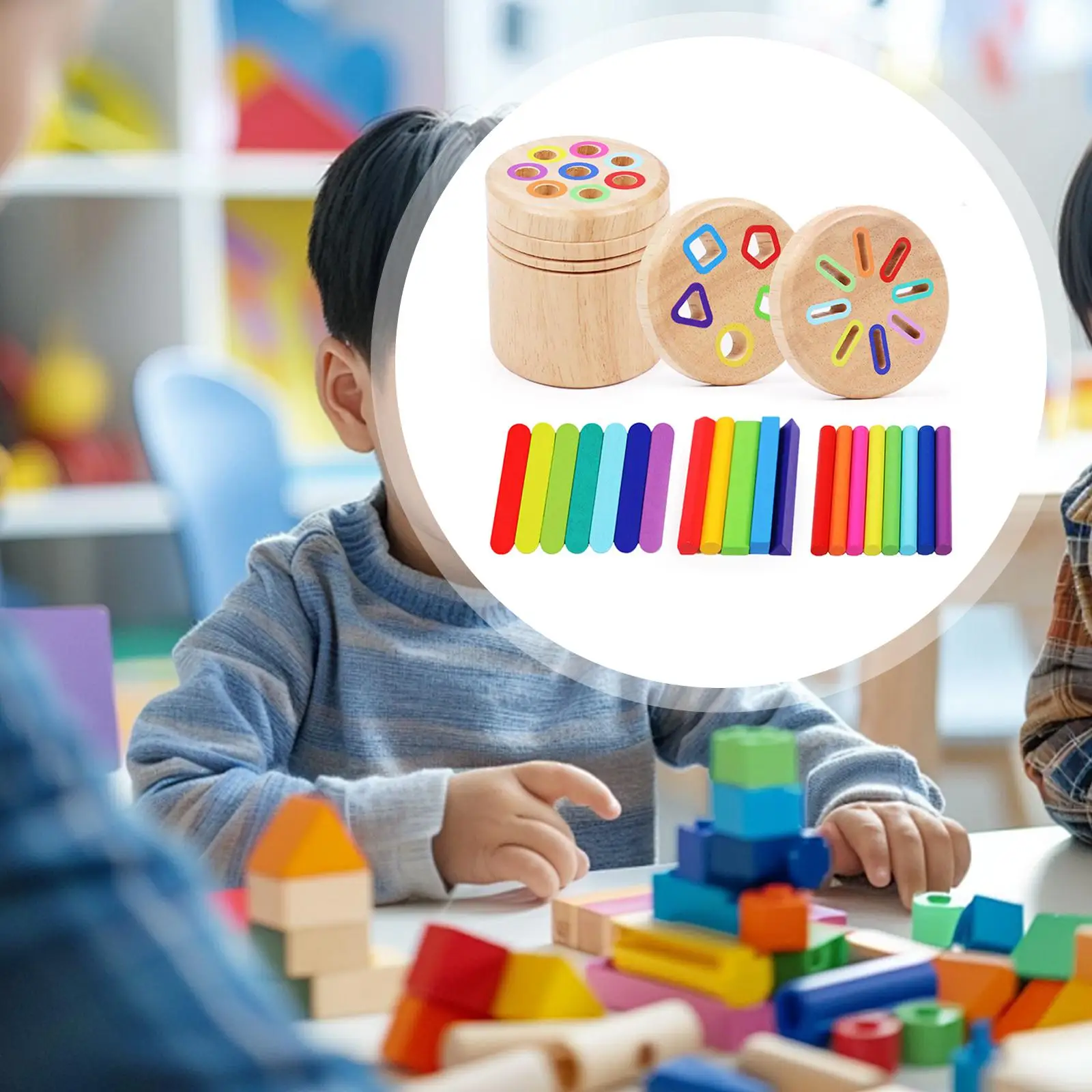 Drewniane kolorowe patyczki do sortowania, zabawka sensoryczna, nauka dopasowywania kolorów, gra edukacyjna dla maluchów