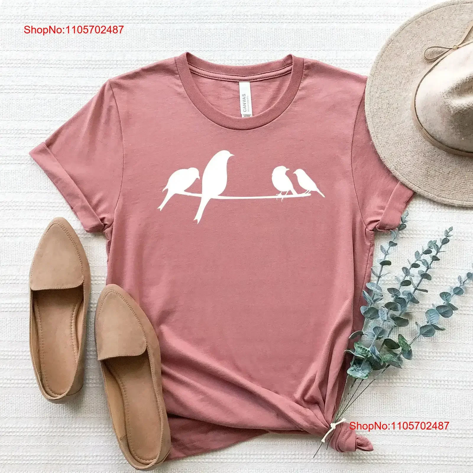 Bird Lover T Shirt Birds Animal Nature On Wire Woman vintage Washed streetwear Stretched Casual Versatile graphic Unisex Soft