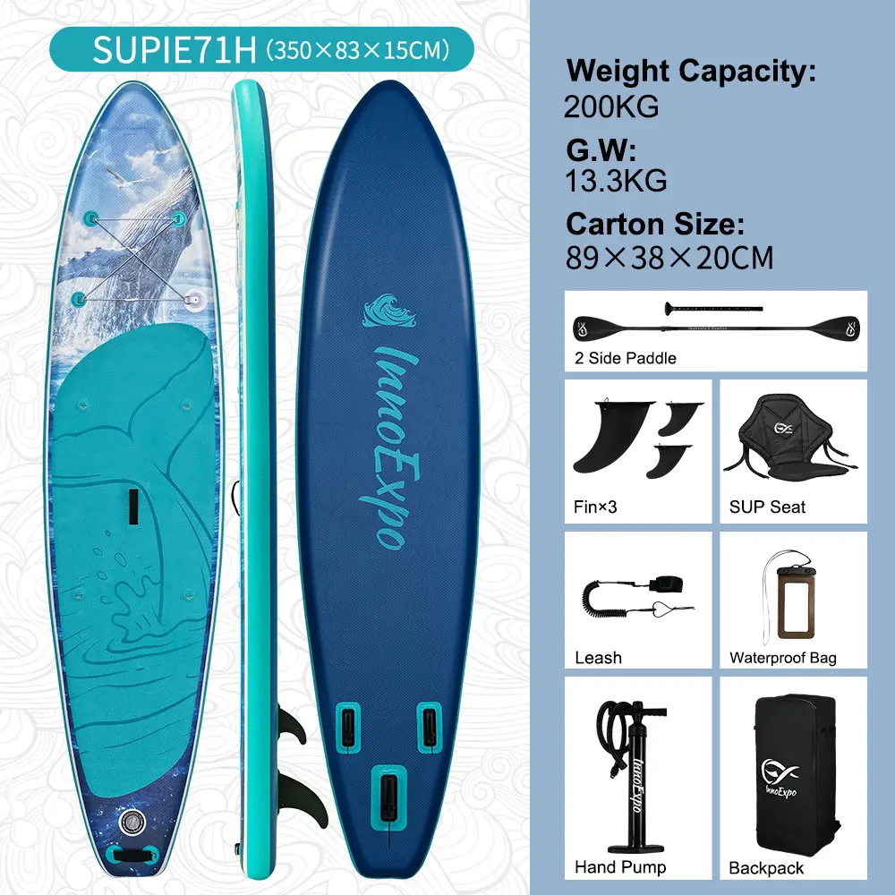 InnoExpo Opblaasbaar Stand Up Paddle Board Paddleboard Surfplank Surf Sup Board 320-350CM Antislip Watersport Paddle Board - afbeelding 1