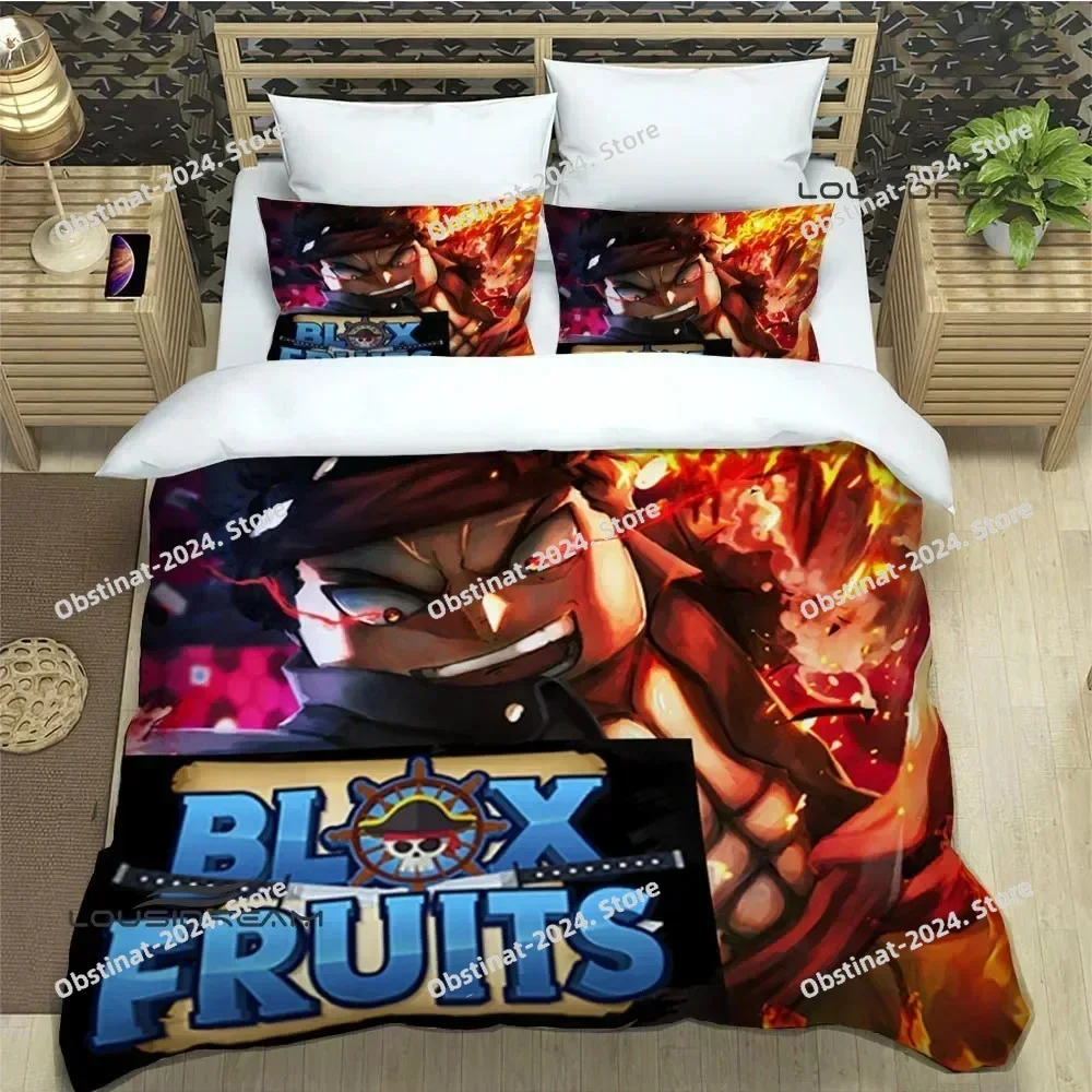 

3D game B-blox fruits Bedding Set Printed Bed Set With Pillowcase Bed For Duvet Cover Soft Single Double Queen Super King Size