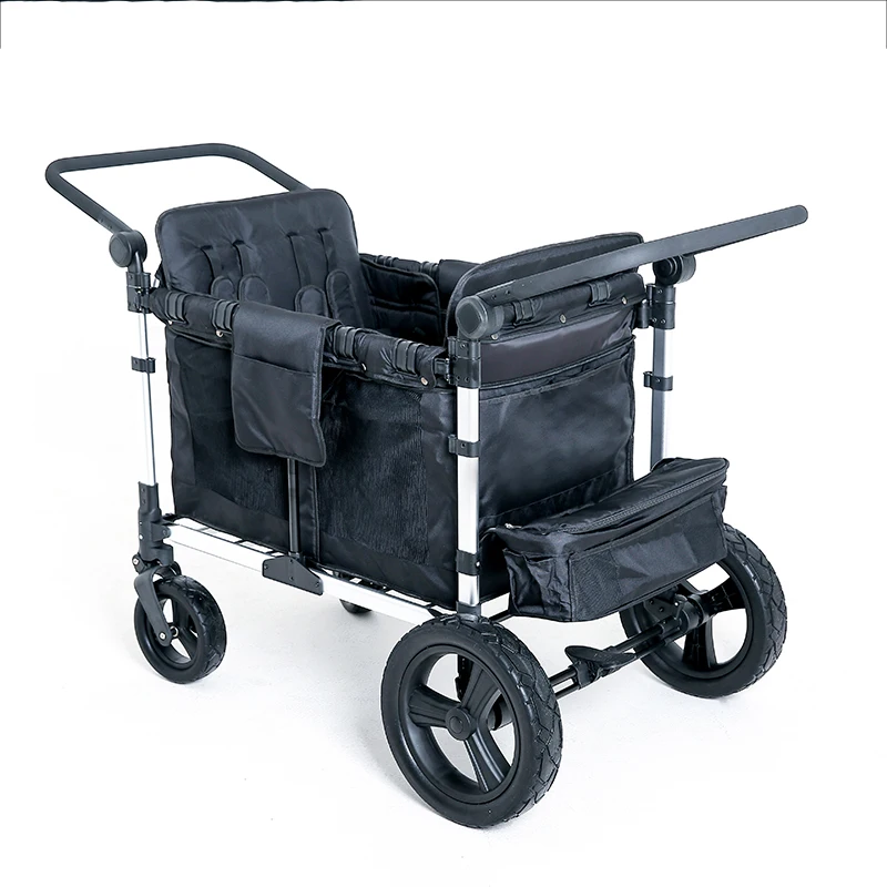 Push Pull Double Stroller Wagon 2 Seater Featuring 5 Point Harnesses Kids Wagon Stroller