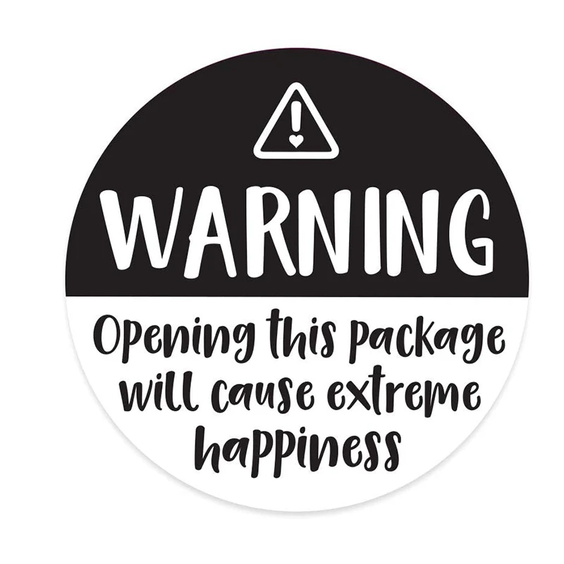 Black And White Adorable Warning: Extreme Happiness Labels For Business Or Personal Use 500 Small Stickers 1.5 Inches