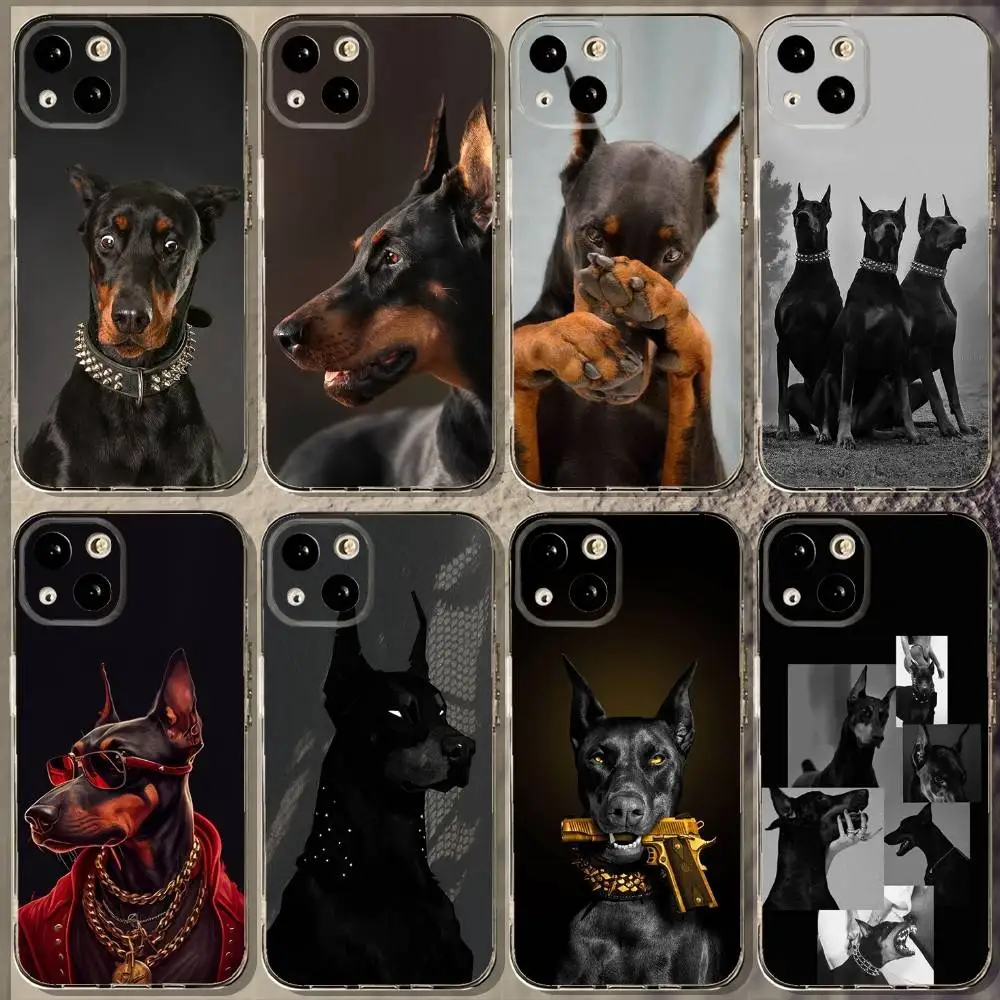 

Doberman dog Phone Case For iPhone 16,15,14,13,12,11 Plus,Pro,Max,XR,XS,X,7,8 Plus,SE,Mini Soft Transparent Cover