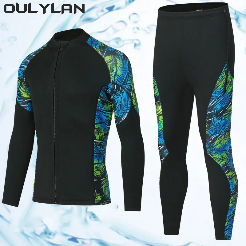 

Oulylan Wetsuit Split Body Jacket Pants Long Sleeve Swimsuit Water Sports Diving Clothing 2mm Diving Suit for Women Men