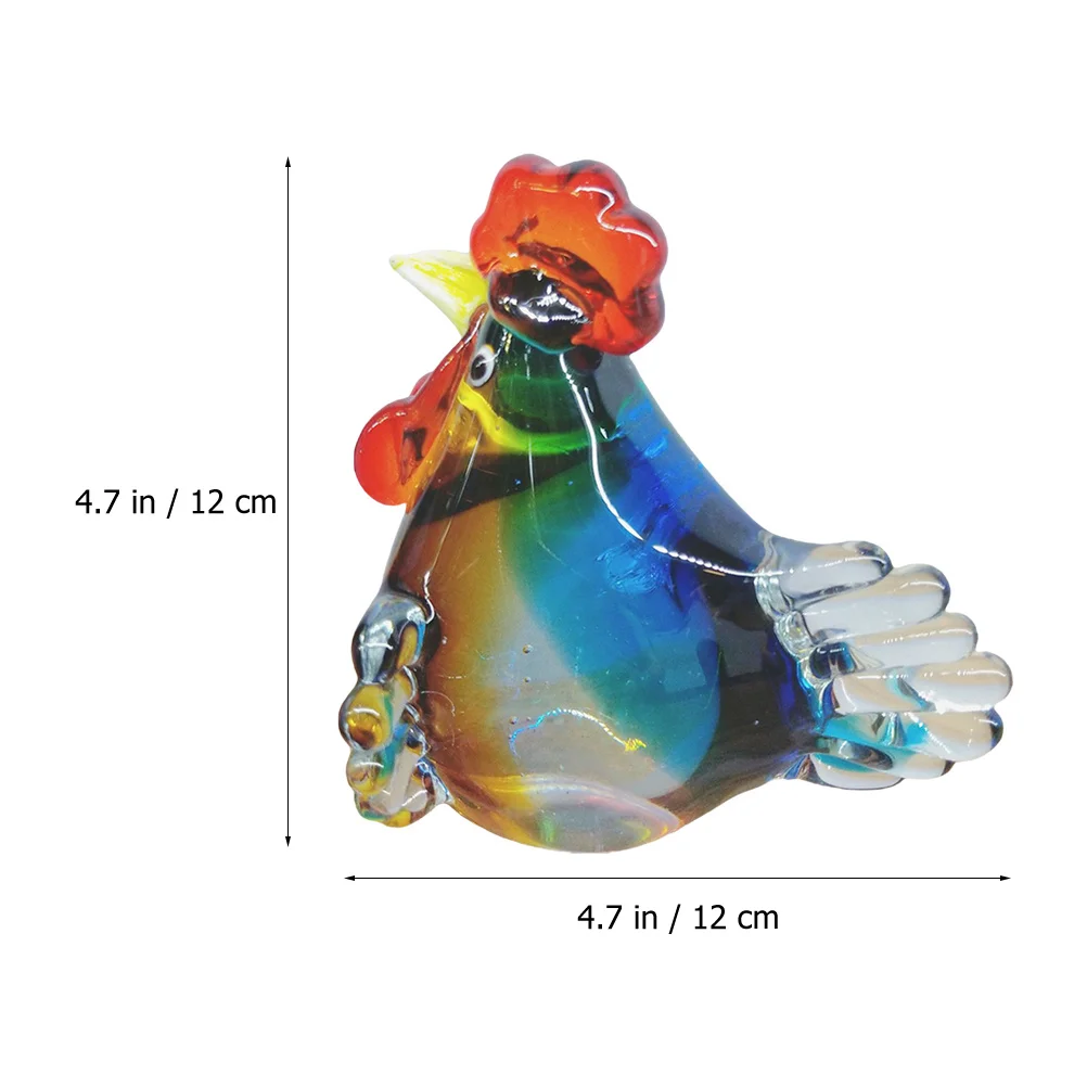 

Decorative Glass Rooster Desktop Ornament Rooster Adornment for Home Office Farm Animals Theme Craft Detail Party Decor Prop