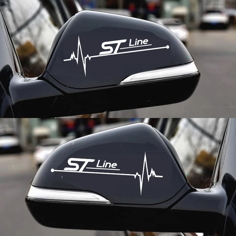 2Pcs STLINE Car Rearview Mirror Sticker For Ford Fiesta Mondeo Fusion Escape Edge Ecosport Focus Ranger Ghia MK2 MK3 MK4 view 3