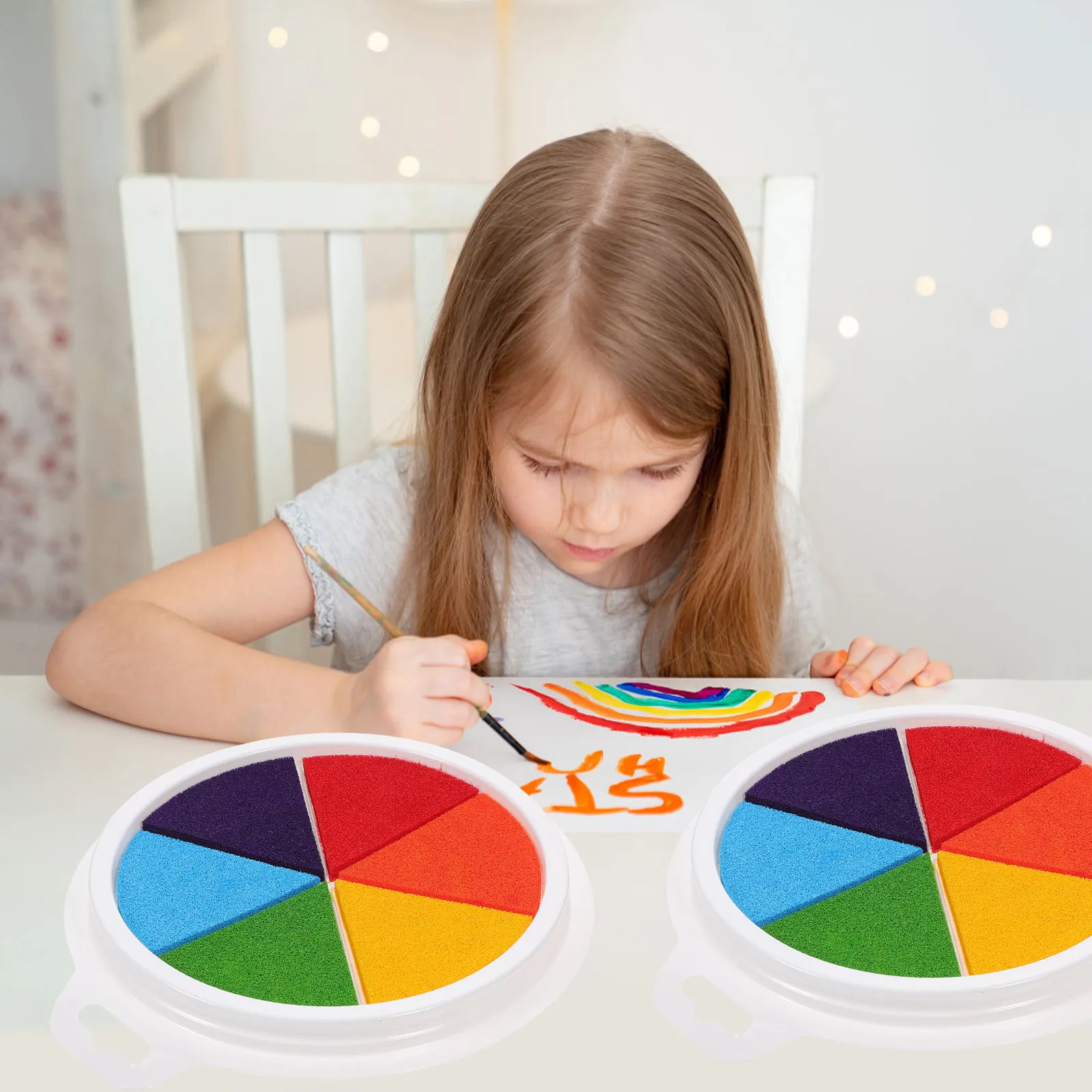 Creatieve kinderinktstempel voor vingerafdrukken, handkunst, afwasbaar, niet-toxisch, stempels, doe-het-zelf tekenen, rond kinderspeelgoed, leuk cadeau