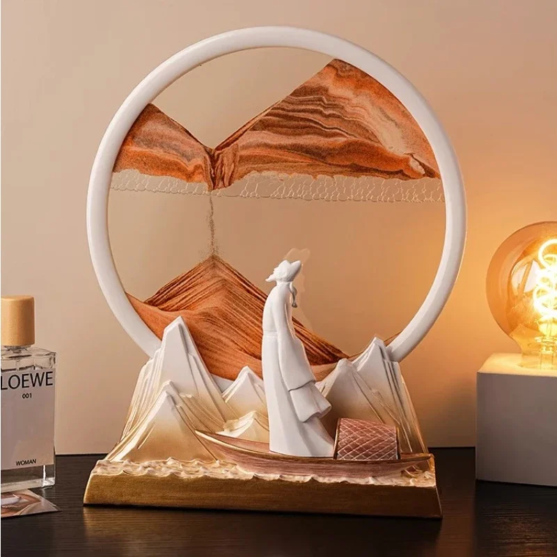 

3D Sandscape Moving Sand Art Picture Glass Deep Sea Hourglass Quicksand Craft Flowing Sand Painting Office Decoration Gift