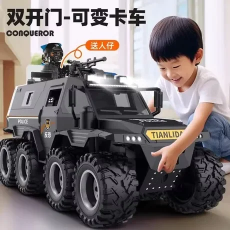 Super large special police car children off-road car public security 110 simulation model boy toy