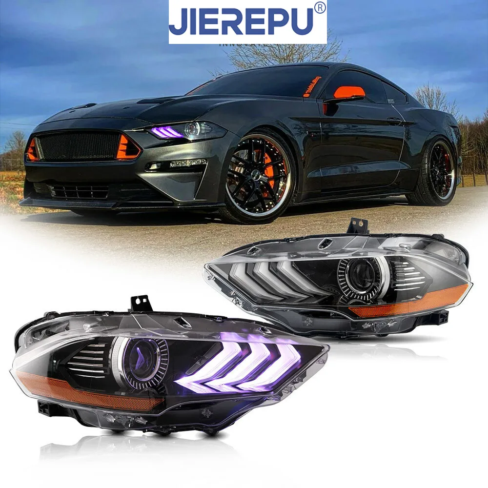 

1 комплект RGB FULL светодиодные фары в сборе для Ford Mustang 2018-2022, передняя лампа в сборе, аксессуары для автомобильных фар