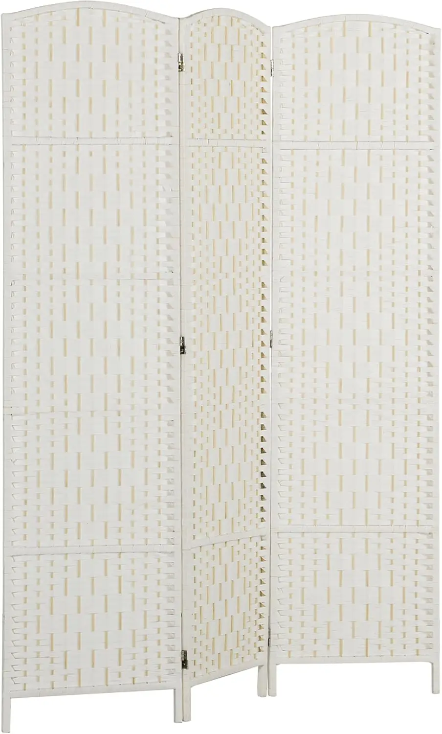 

6FT Tall 3-Panel Room Divider, Freestanding Folding Privacy Screen with 360° Hinges, Paper Rope Diamond Weave, White