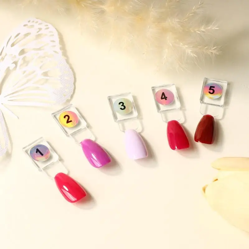 24PCS Polish Color Chart Magnetic False Nail Tip Display Clear Color Card Polish Gel Stand Board Nail Palette Nail Glue Practice