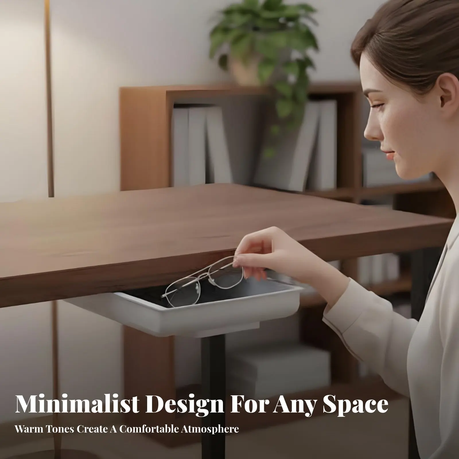 Hidden Drawer Box, Under Desk Mount Organizer for Office, Student, Stationery, Documents, Money