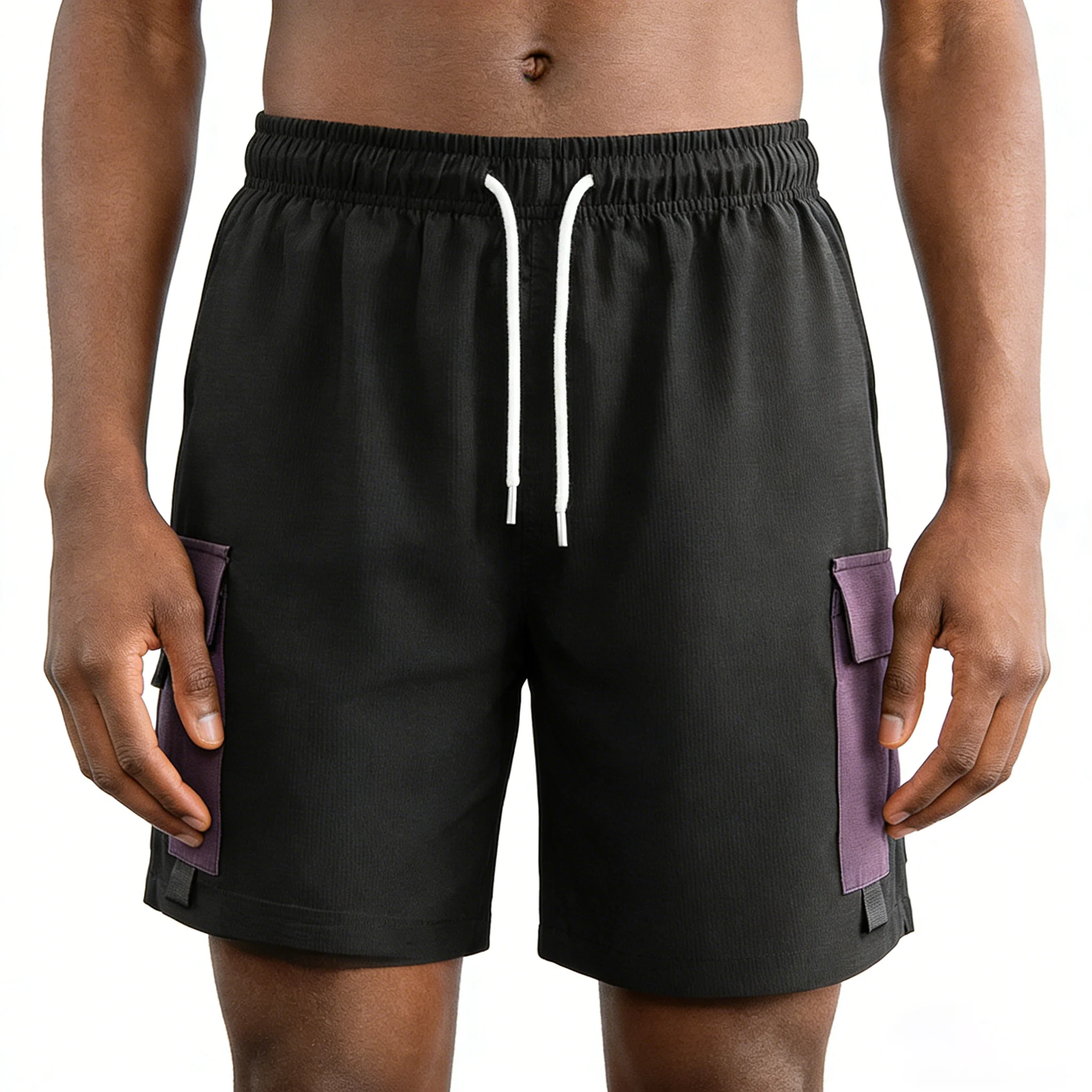 

Мужские быстросохнущие дышащие шорты-карго, лето 2026, повседневные, с контрастными карманами, для активного отдыха, удобные, легкие брюки