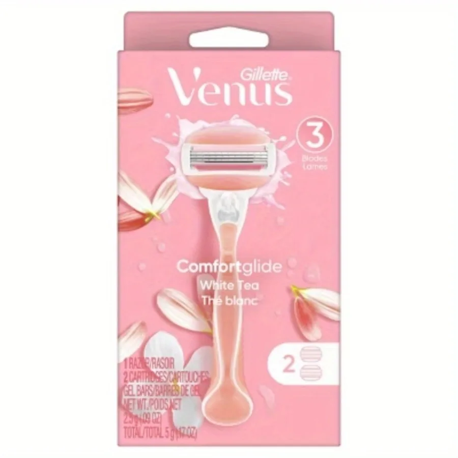 Женская бритва White Tea + 2 лезвия, прочная ручка, нескользящая ручка