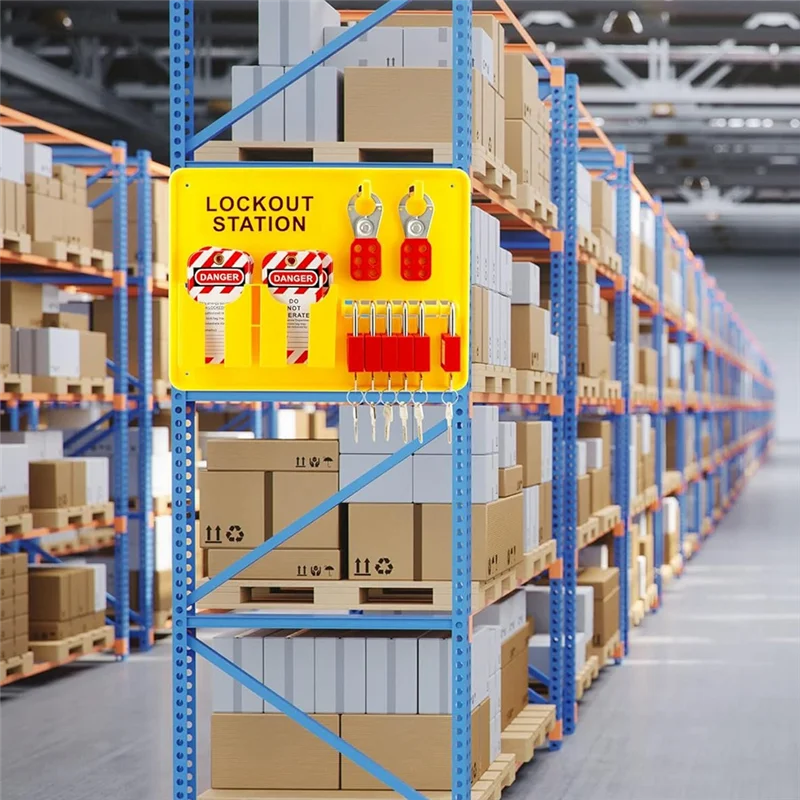 SQPP-Lockout Tagout Station,6 Pcs Safety Padlock, Lockout Station, 2 Pcs Hasp,32 Pcs Tags 20 Pcs Zip Ties,For Electric Power