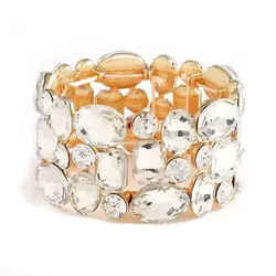 Fashion Women's Shiny White Rhinestone Stretch Bracelet Crystal Bangles