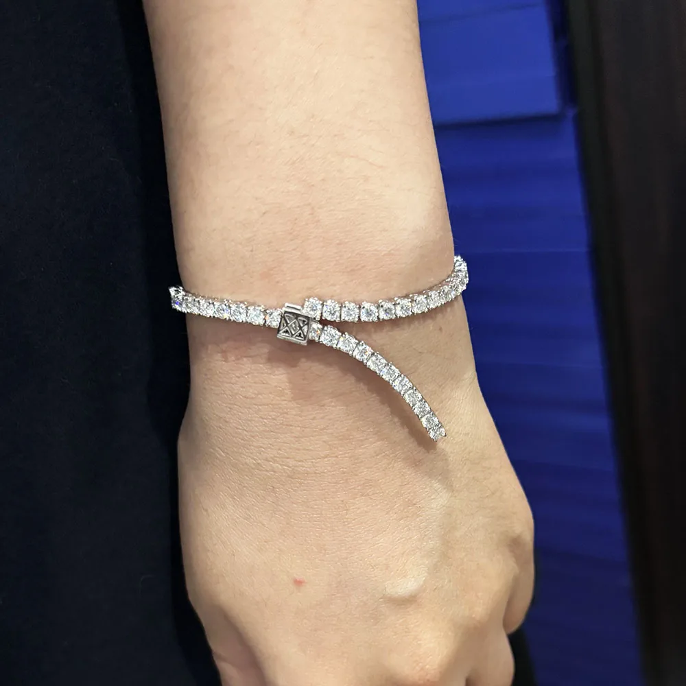 BXINY 3mm Moissanite Adjustable Tennis Bracelets S925 Silver for Women Men Hiphop Hand Chains Fine Jewelry Gifts GRA Certificate