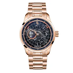 OBLVLO Top Brand Luxury Watch For Men Stainless Steel Earth Star Luminous Automatic Mechanical Waterproof GC