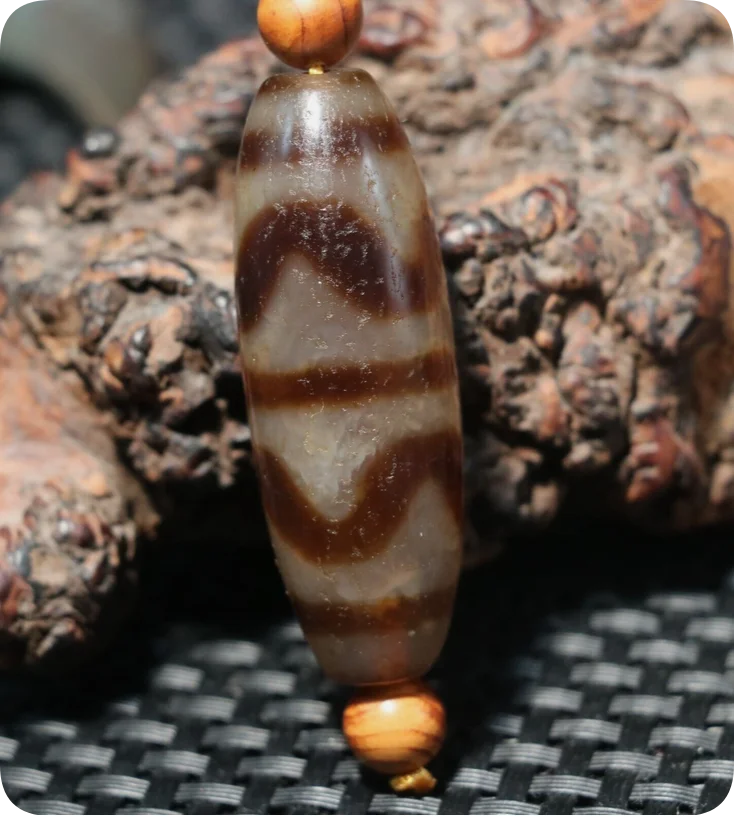 Ultra Energy Tibetan Old Agate Double Tiger Tooth Big dZi Bead Pendant Totem UP