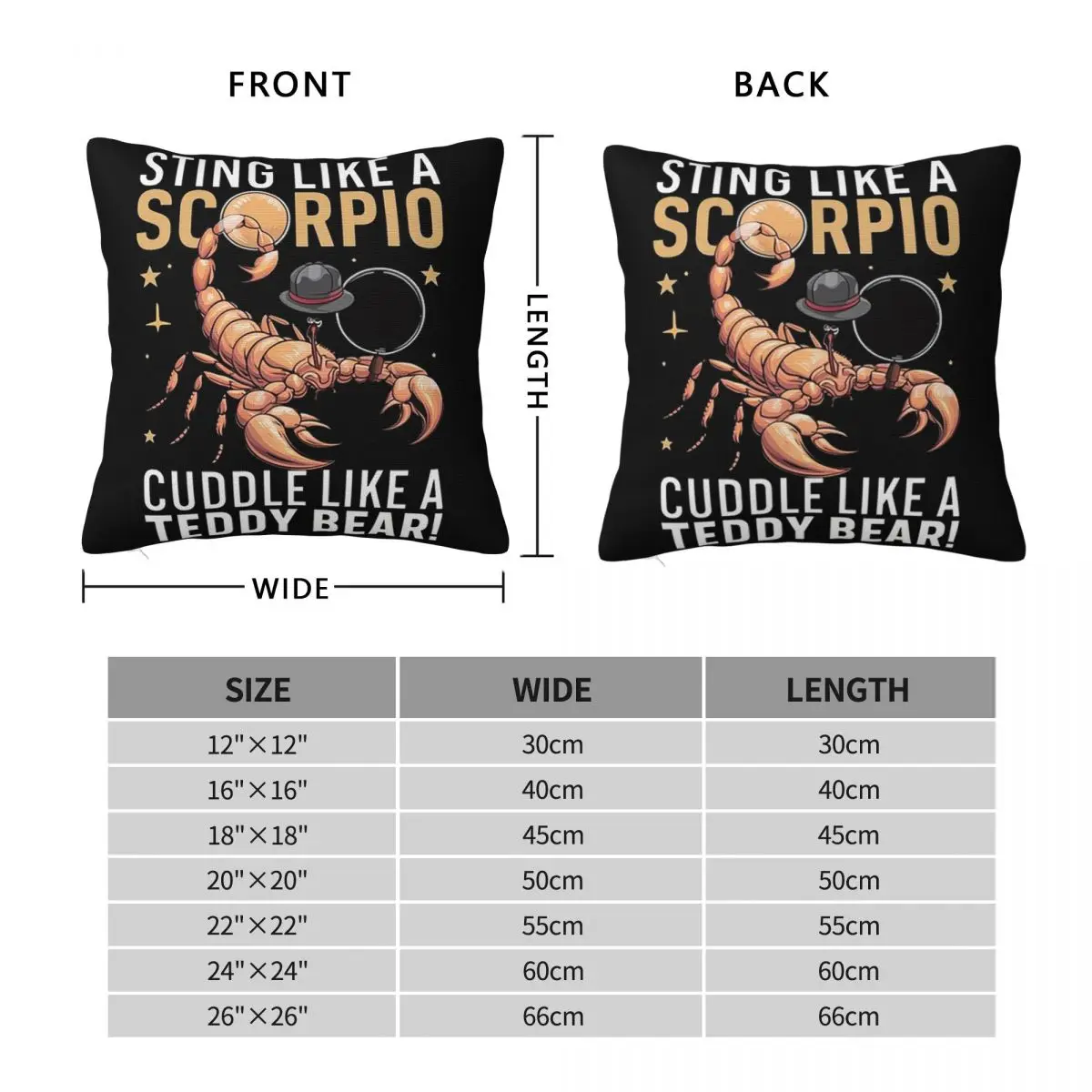 Sting Like A Scorpio,Cuddle Like A Teddy Bear Square Pillowcase Pillow Cover Polyester Cushion Zip Throw Pillow for Home Bedroom