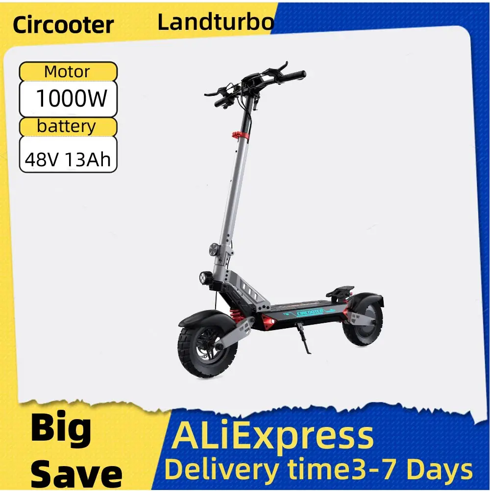 

Circooter Landturbo Pro Adult Escooter 1000W Motor 48V15.6Ah Battery folding E-scooter 10Inch off road Tire E-mountain scooter