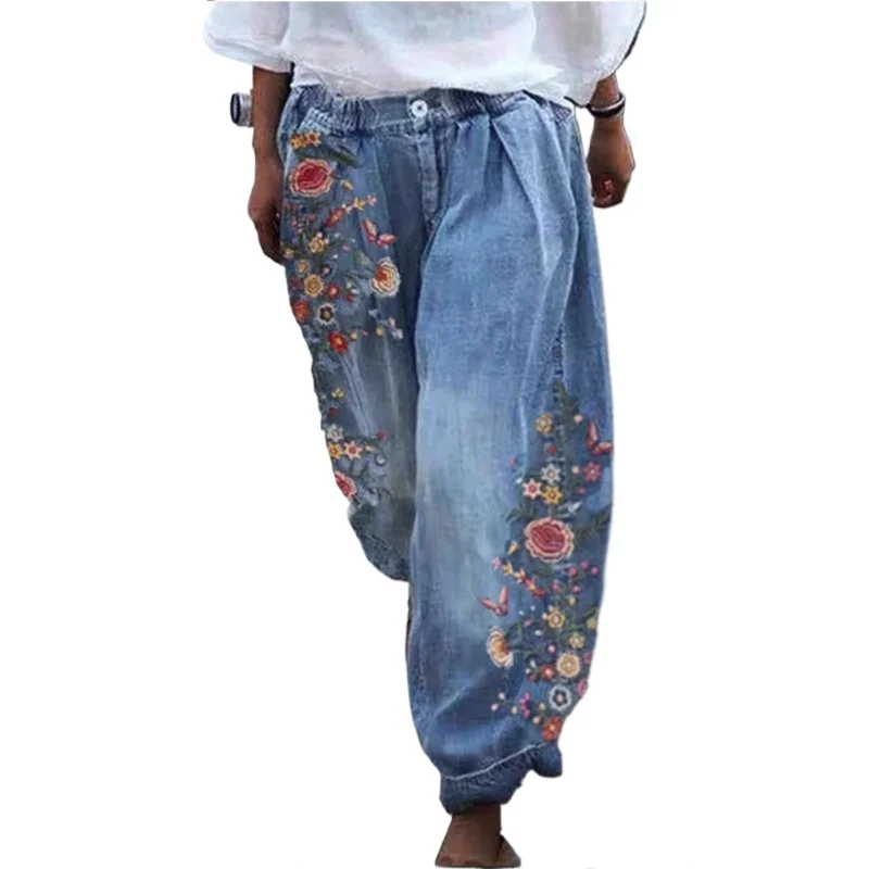 Spot Wish Amazon Women's Jeans Imitation Denim Lantern Trousers Temperament Commuting Comfortable and Casual Women's Clothing