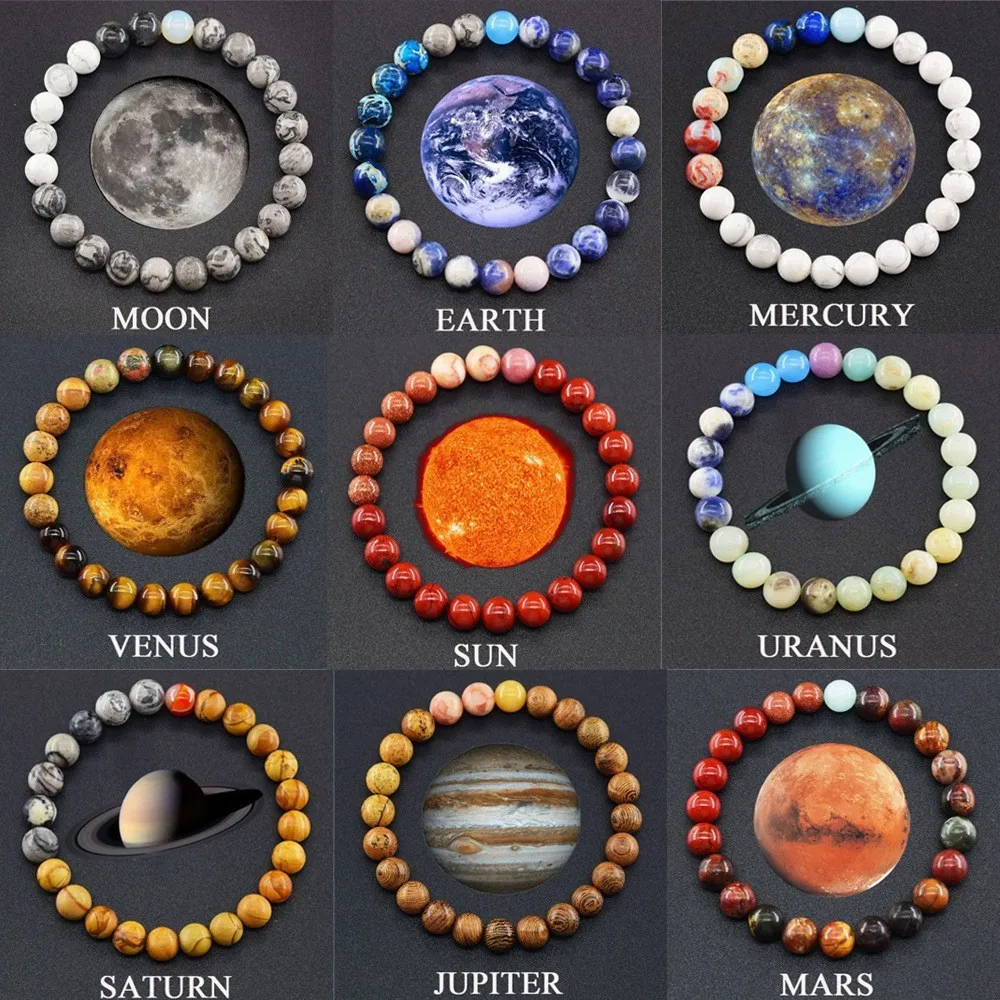 Cross-border supply Eight planets of the solar system Natural stone planet bracelet New space bracelet Men's and women's gift je