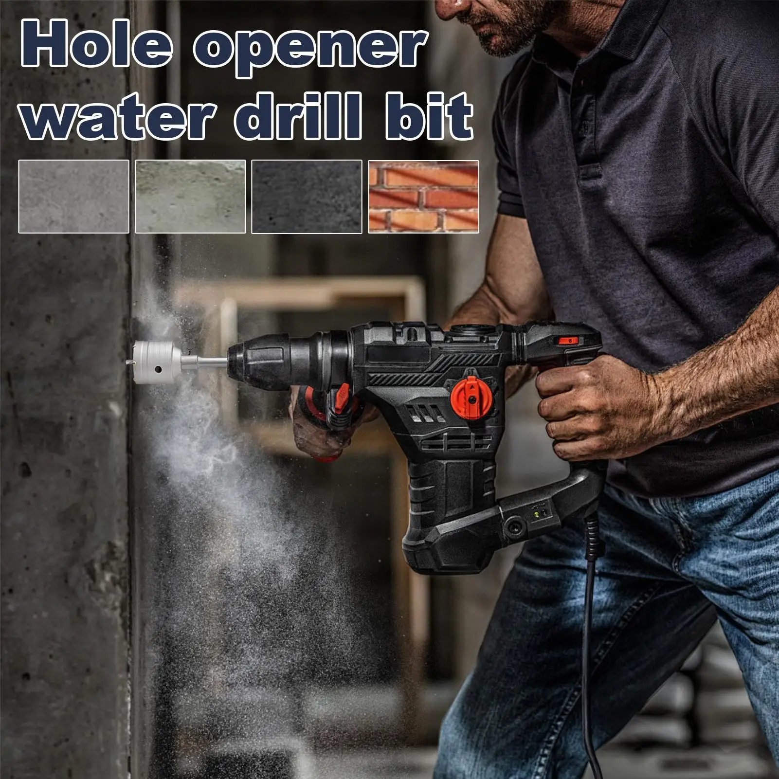 

Concrete Hole Saw Kit Drilling Heavy Duty Plumbing Tools Drill Bit Concrete Hole Saw Kit For Tile Brick Stone Ceramic Glass Wall