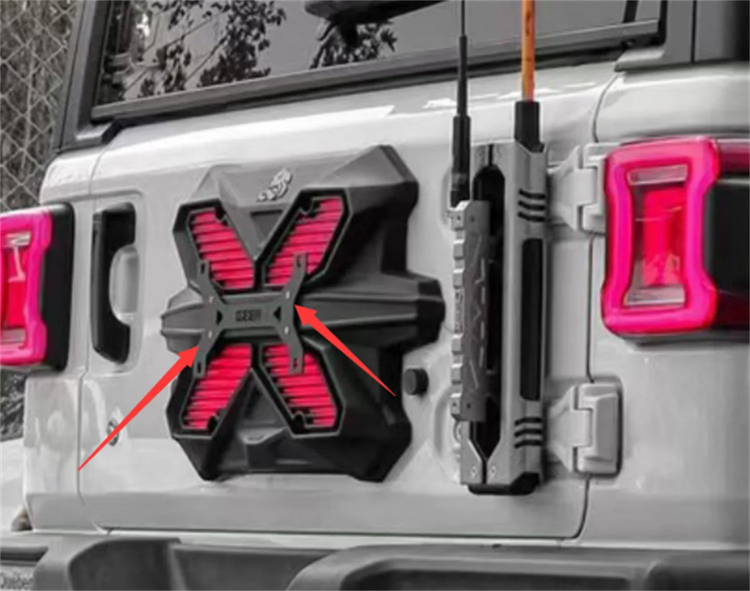 SXMA JL1226 ABS Tailgate Decoration With LED Taillight Tailgate Cover Rear Door License Plate Cover For Jeep Wrangler JK JL 07+