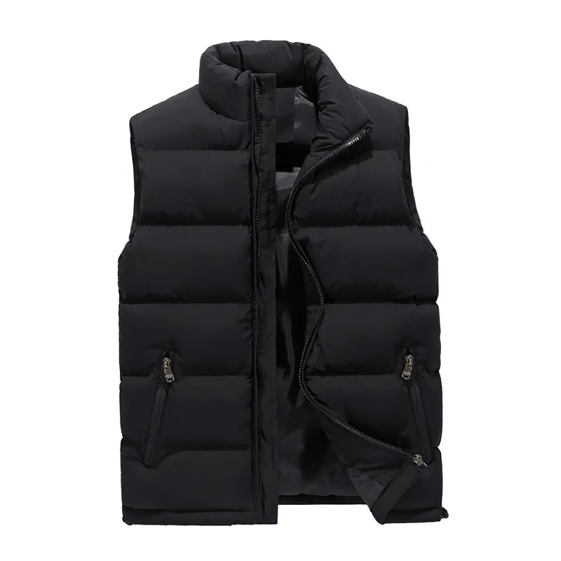 

2022 Autumn Winter Brand Mens Sleeveless Vest Jacket Fashion Stand Collar Vest Men Coat Solid Casual Waistcoat Men Plus Size 6Xl