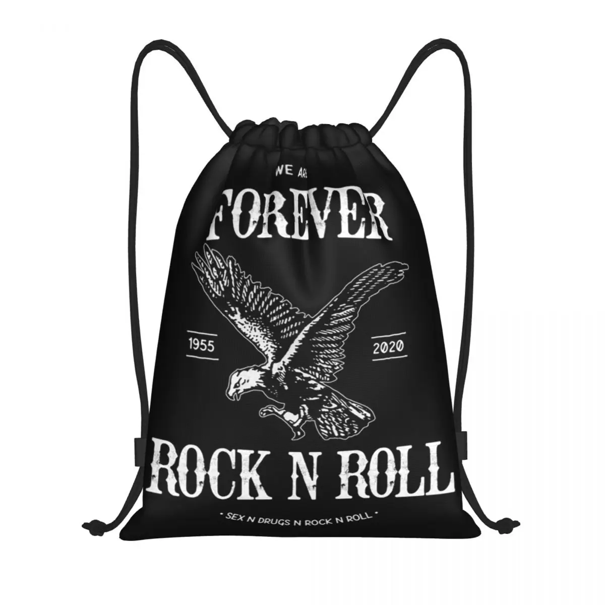 Forever Rock N Roll Drawstring Bag Women Men Portable Gym Sports Sackpack Training Storage Backpacks